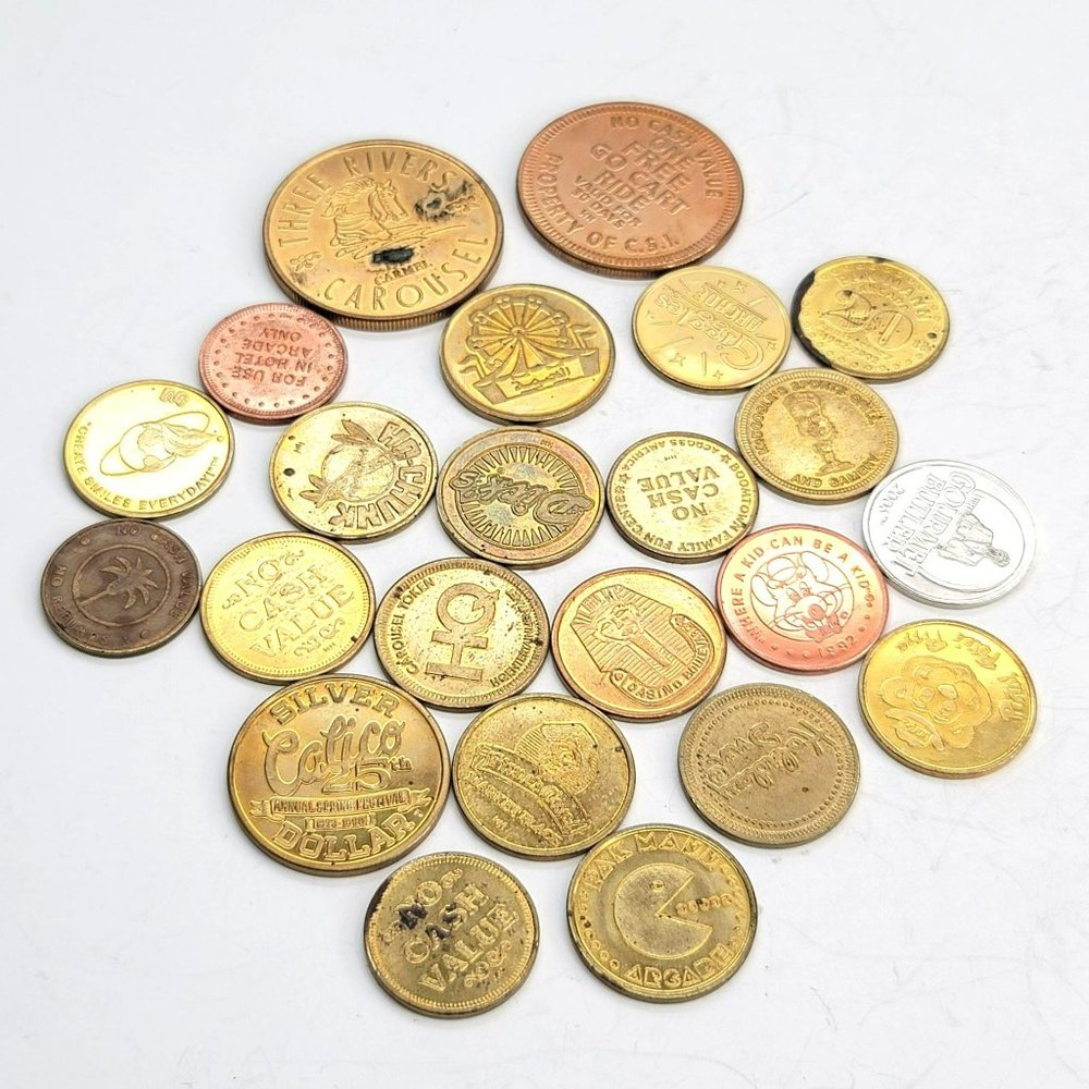 Arcade and Carousel Tokens Lot of 23 Vintage Lot Variety Hoffman Mint SC820